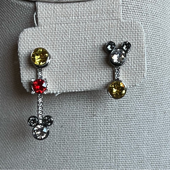 Atelier Swarovski x Disney Mickey Pierced Earrings Colored Crystal #5459869 - Picture 1 of 4
